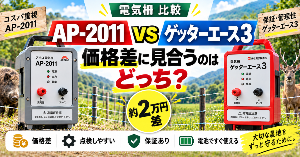 AP-2011とゲッターエース3の違いを比較｜価格差に見合うのはどっち？