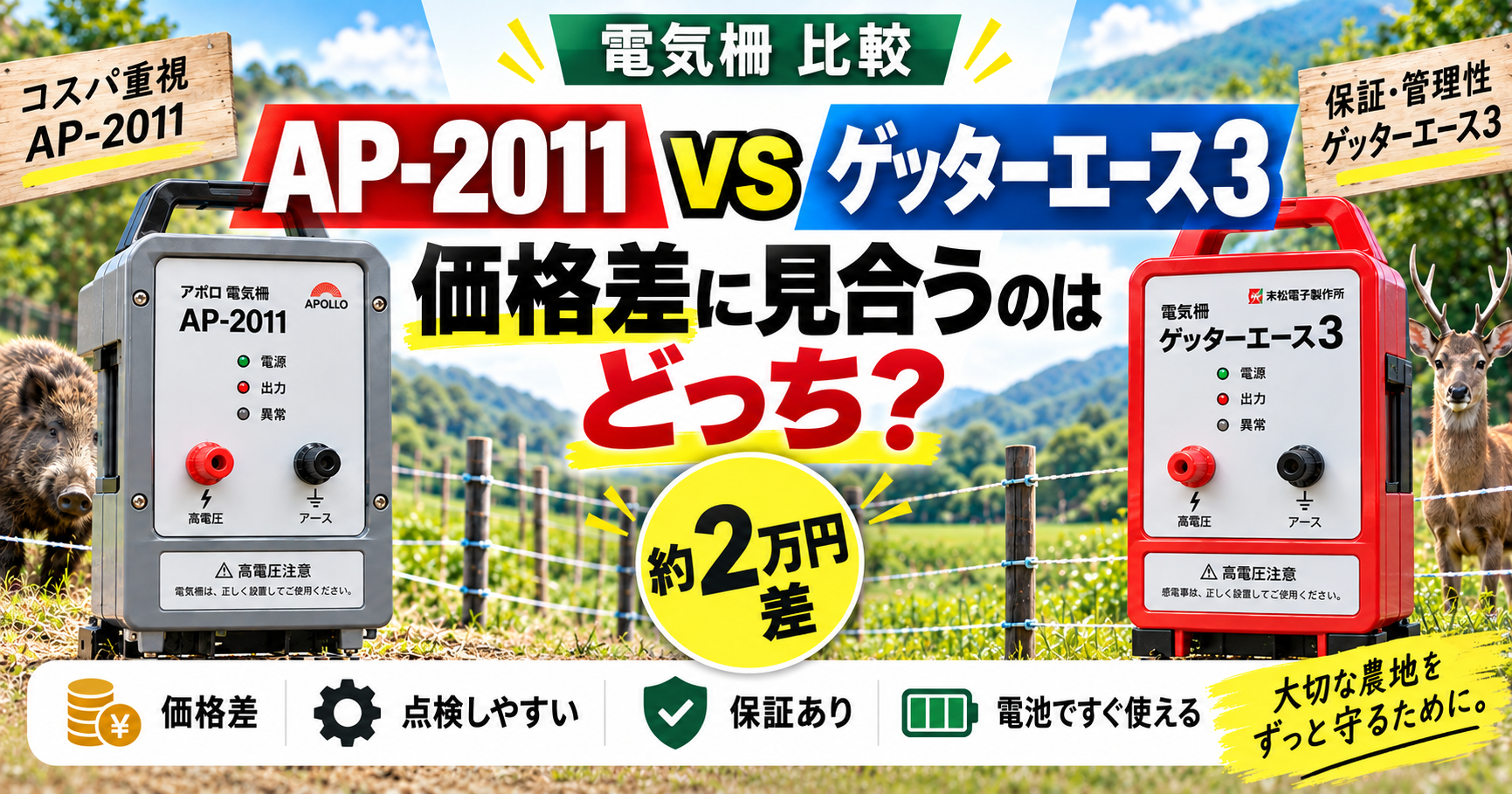 AP-2011とゲッターエース3の違いを比較｜価格差に見合うのはどっち？