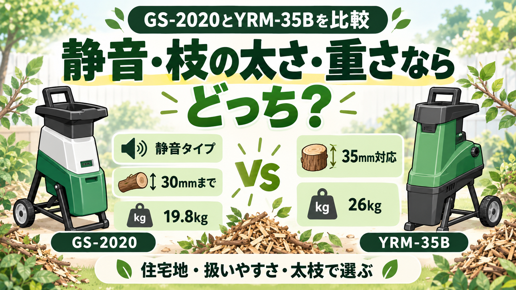 GS-2020とYRM-35Bの違いを比較｜静音・枝の太さ・重さならどっち？