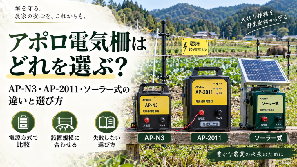 アポロ電気柵はどれを選ぶ？AP-N3・AP-2011・ソーラー式の違いと選び方