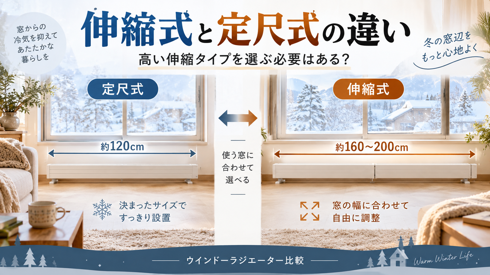 ウインドーラジエーター伸縮式と定尺式の違い｜高い伸縮タイプを選ぶ必要はある？