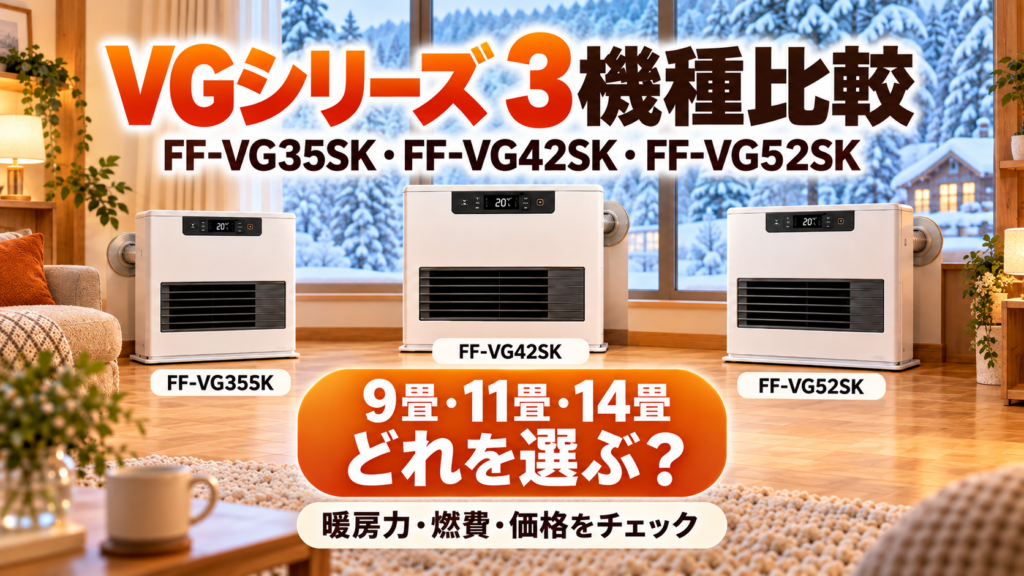 コロナFF式ストーブVGシリーズ3機種を比較｜FF-VG35SK・FF-VG42SK・FF-VG52SKはどれを選ぶ？