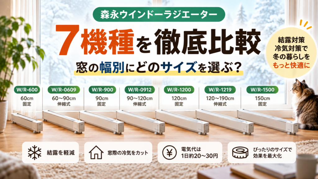 森永ウインドーラジエーター7機種を比較｜窓の幅別にどのサイズを選ぶ？