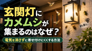 玄関灯にカメムシが集まるのはなぜ？電気を消さずに寄せ付けにくくする方法