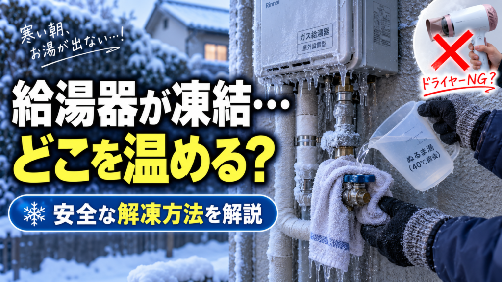 給湯器が凍結したらどこを温める？ドライヤーを当てる場所と安全な解凍方法