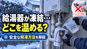 給湯器が凍結したらどこを温める？ドライヤーを当てる場所と安全な解凍方法