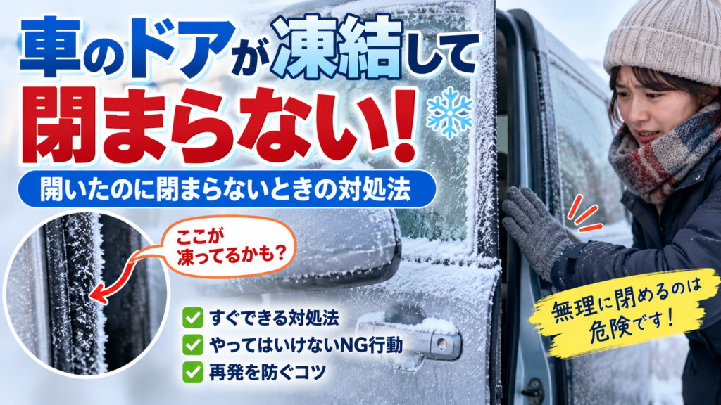 車のドアが凍結して閉まらない！開いたのに閉まらないときの対処法